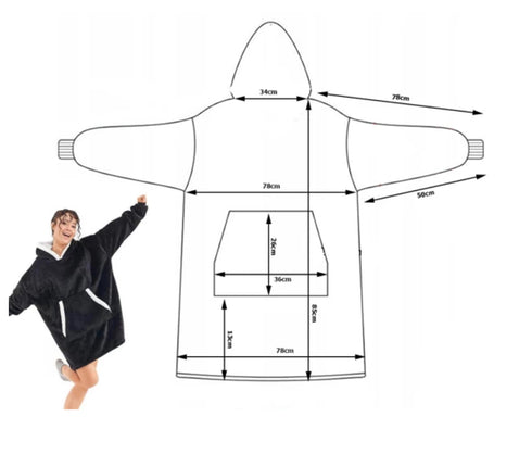 Warme Sweatshirt Decke schwarz